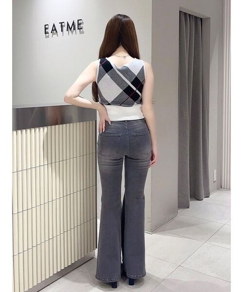 EATME（イートミー）の「チェックニットTOP（ニット/セーター・レディース・ベージュ/オフホワイト/グレー・FREE）」の14枚目の写真