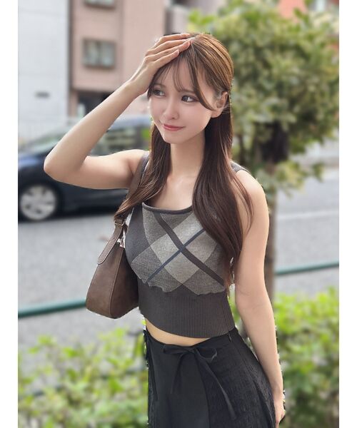 EATME（イートミー）の「チェックニットTOP（ニット/セーター・レディース・ベージュ/オフホワイト/グレー・FREE）」の15枚目の写真