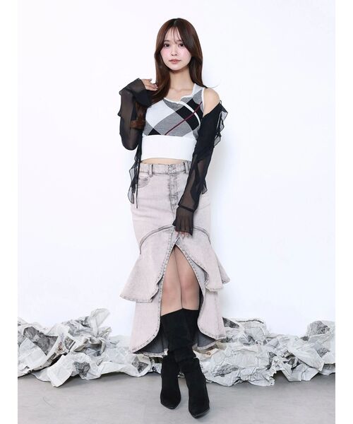 EATME（イートミー）の「チェックニットTOP（ニット/セーター・レディース・ベージュ/オフホワイト/グレー・FREE）」の21枚目の写真