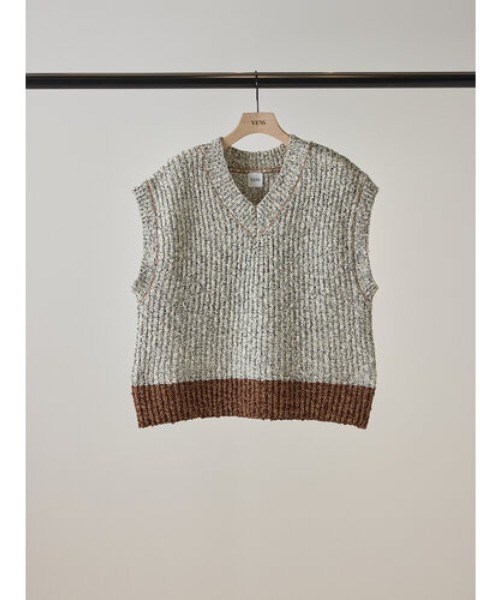 YENN / イエン 】BI COLOR KNIT VEST / バイカラーニットベスト
