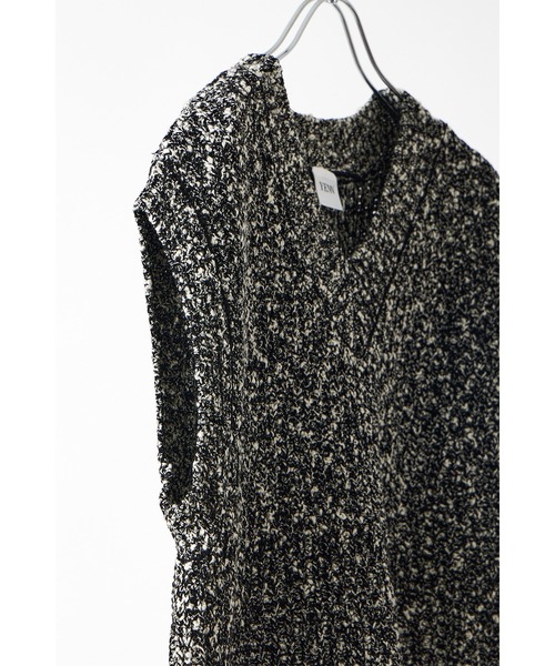 YENN 黒 ベスト YENN / イエン 】BI COLOR KNIT VEST / バイカラーニットベスト