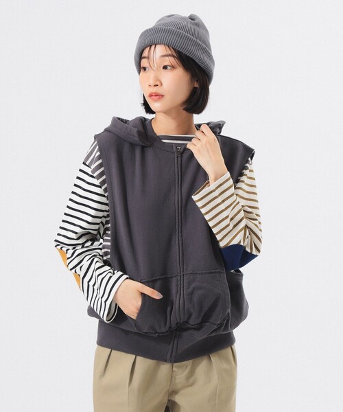 BEAMS BOY(ビームスボーイ)の「【2/5再値下げ】スウェット フルジップ パーカー ノースリーブ(ベスト・レディース・チャコールグレー/グレー・ONE SIZE)」の1枚目の写真