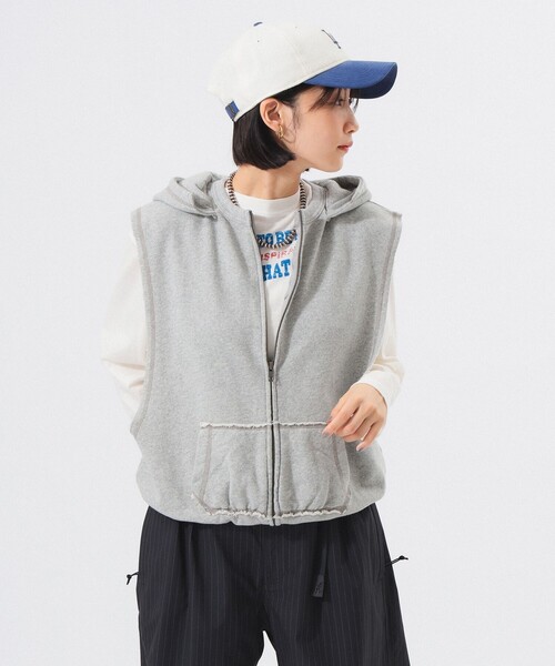 BEAMS BOY(ビームスボーイ)の「【2/5再値下げ】スウェット フルジップ パーカー ノースリーブ(ベスト・レディース・チャコールグレー/グレー・ONE SIZE)」の5枚目の写真