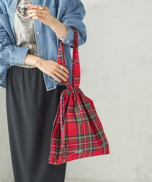 SHIPS（シップス）の「2WAY ドローストリング トート バッグ（トートバッグ・レディース・レッド/ブラウン/シルバー/ネイビー・ONE SIZE）」の15枚目の写真