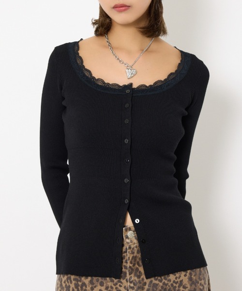 SLY LACE DOCKING FRONT BUTTON トップス LACE DOCKING FRONT BUTTON TOPS レース ドッキング フロントボタン