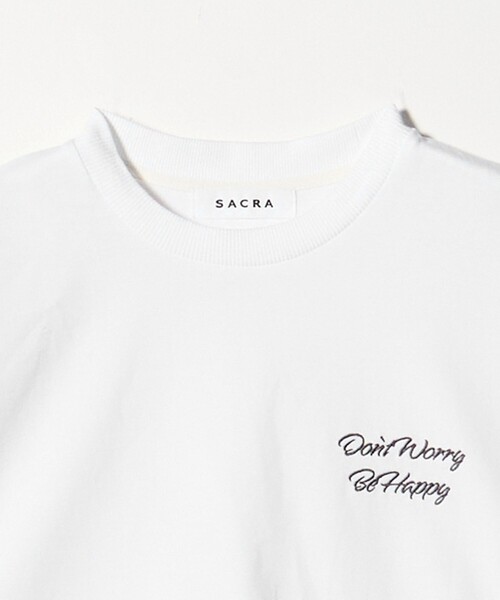 SACRA＞メッセージプリント クロップド Tシャツ（Tシャツ