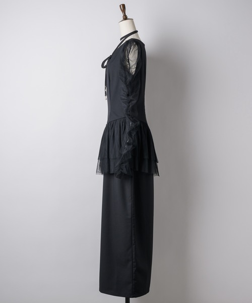 チョーカー付きチュールスリーブドレス（ドレス）｜VIOLETTA