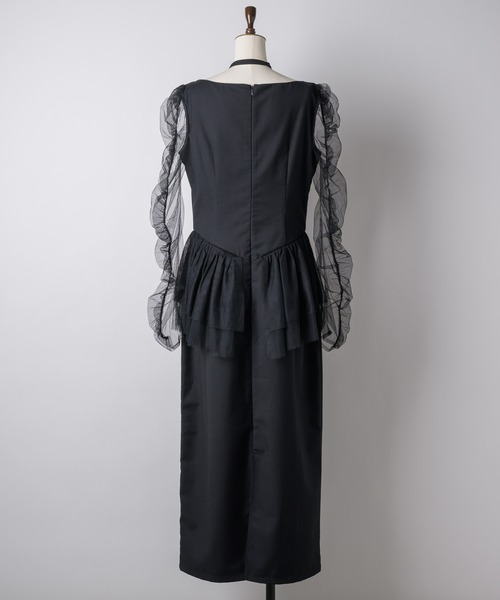 セール】チョーカー付きチュールスリーブドレス（ドレス）｜VIOLETTA