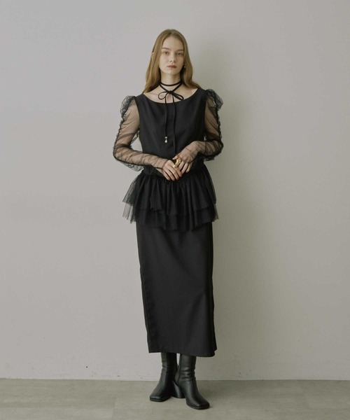 セール】チョーカー付きチュールスリーブドレス（ドレス）｜VIOLETTA