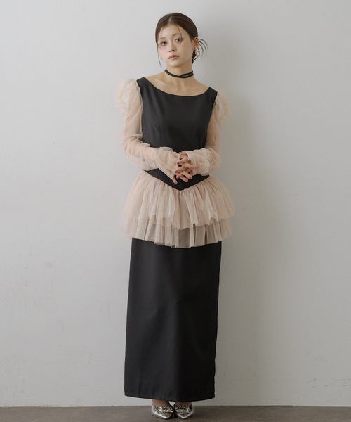 セール】チョーカー付きチュールスリーブドレス（ドレス）｜VIOLETTA