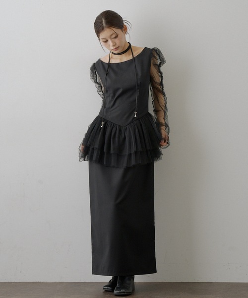 セール】チョーカー付きチュールスリーブドレス（ドレス）｜VIOLETTA