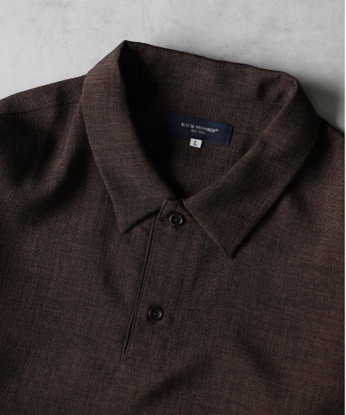 BACK NUMBER（バックナンバー）の「【BACK NUMBER】リネンライクポロ襟プルオーバーシャツ（セットアップ対応）（ポロシャツ・メンズ・ネイビー/ブラウン/ダークグレー・L/XL/M）」の19枚目の写真