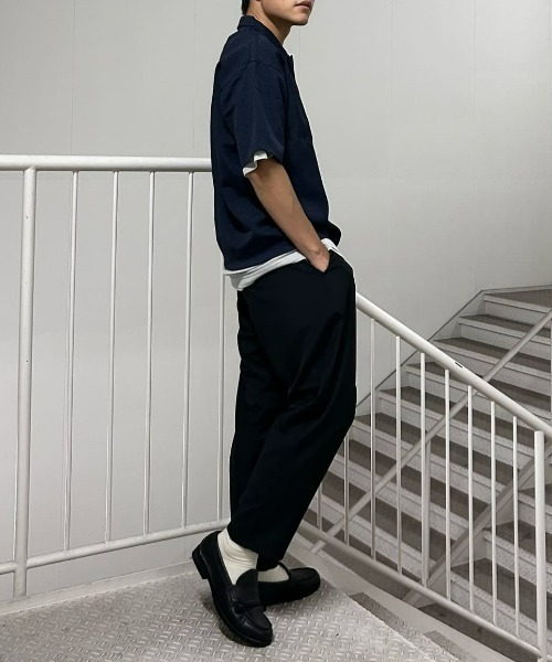 BACK NUMBER（バックナンバー）の「【BACK NUMBER】リネンライクポロ襟プルオーバーシャツ（セットアップ対応）（ポロシャツ・メンズ・ネイビー/ブラウン/ダークグレー・L/XL/M）」の6枚目の写真