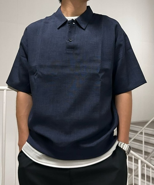 BACK NUMBER（バックナンバー）の「【BACK NUMBER】リネンライクポロ襟プルオーバーシャツ（セットアップ対応）（ポロシャツ・メンズ・ネイビー/ブラウン/ダークグレー・L/XL/M）」の8枚目の写真