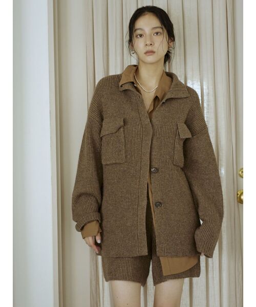 Ungrid（アングリッド）の「カラーネップニットカーディガン（カーディガン/ボレロ・レディース・ブラウン/チャコールグレー・FREE）」の3枚目の写真