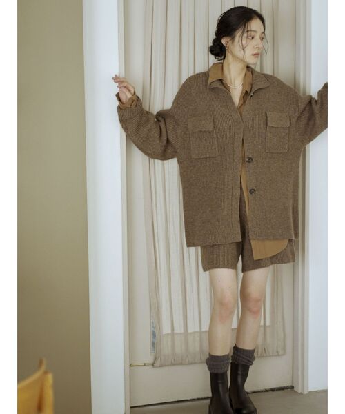 Ungrid（アングリッド）の「カラーネップニットカーディガン（カーディガン/ボレロ・レディース・ブラウン/チャコールグレー・FREE）」の4枚目の写真