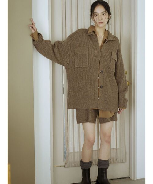 Ungrid（アングリッド）の「カラーネップニットカーディガン（カーディガン/ボレロ・レディース・ブラウン/チャコールグレー・FREE）」の5枚目の写真