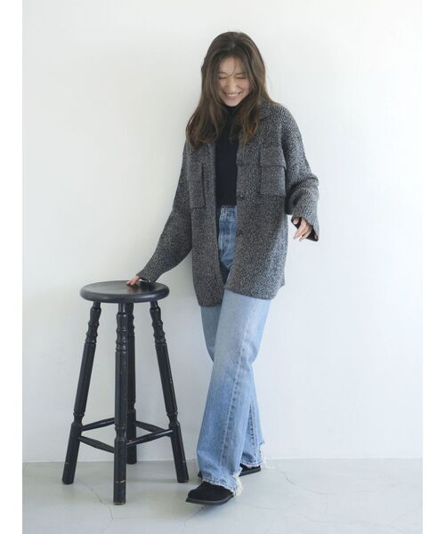 Ungrid（アングリッド）の「カラーネップニットカーディガン（カーディガン/ボレロ・レディース・ブラウン/チャコールグレー・FREE）」の8枚目の写真