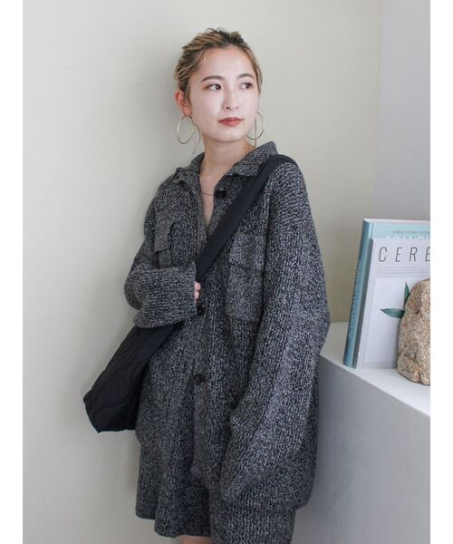 Ungrid（アングリッド）の「カラーネップニットカーディガン（カーディガン/ボレロ・レディース・ブラウン/チャコールグレー・FREE）」の10枚目の写真