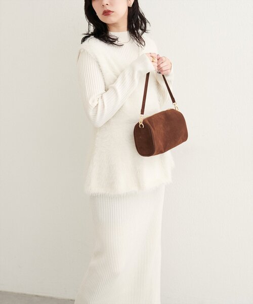 セール】フェザーペプラムベスト+リブタイトワンピースSET（ワンピース