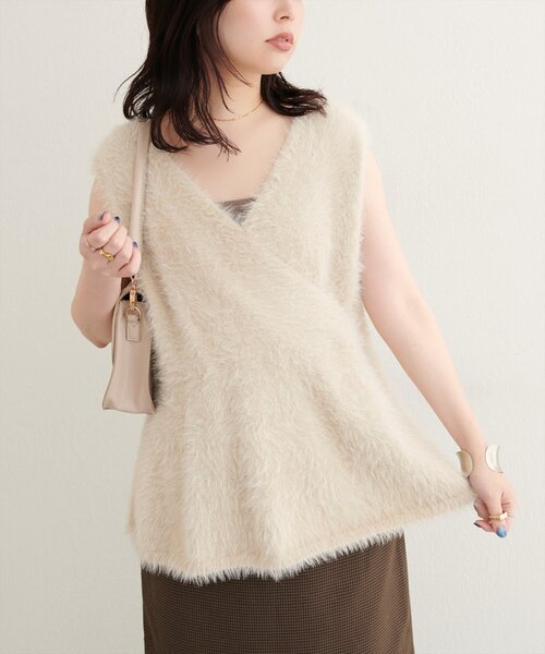 【新品◎】natural couturフェザーペプラムベストリブタイトワンピース natural couture ワンピース フェザーペプラムベスト+リブタイト