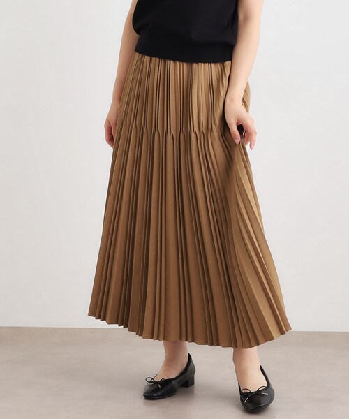 【洗える／ストレッチツイル／ウエストゴム】プリーツスカート