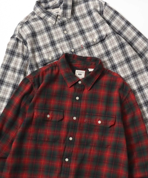 Levi's（リーバイス）の「Levi's/リーバイス JACKSON WORKER CHECK SHIRT/オーバーサイズ チェックシャツ/レギュラーカラーシャツ/レディース メンズ（シャツ/ブラウス・メンズ・ベージュ/レッド/グリーン/ブルー・M/L/XL）」の4枚目の写真