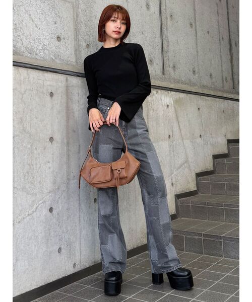 MURUA（ムルーア）の「ダブルポケットショルダーバッグ（ショルダーバッグ・レディース・キャメル/グレー・FREE）」の16枚目の写真