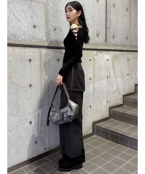 MURUA（ムルーア）の「ダブルポケットショルダーバッグ（ショルダーバッグ・レディース・キャメル/グレー・FREE）」の10枚目の写真