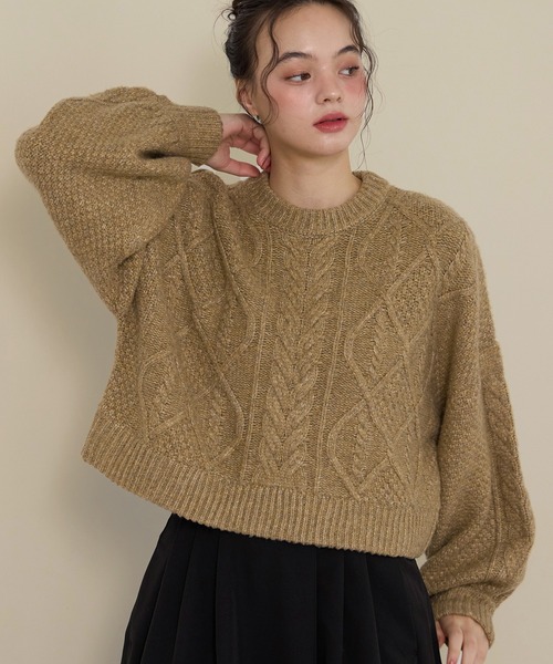 short cable knit/ショートケーブルニット（ニット/セーター）｜OLUN