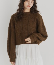 OLUN（オルン）の「short cable knit/ショートケーブルニット（ニット/セーター）」