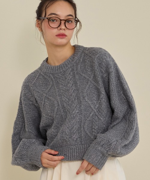 short cable knit/ショートケーブルニット（ニット/セーター）｜OLUN