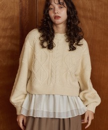 OLUN（オルン）の「short cable knit/ショートケーブルニット（ニット/セーター）」