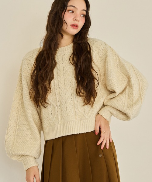 short cable knit/ショートケーブルニット（ニット/セーター）｜OLUN