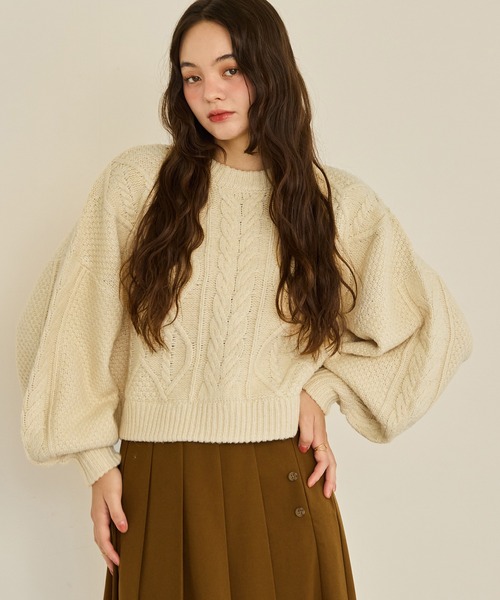 short cable knit/ショートケーブルニット（ニット/セーター）｜OLUN