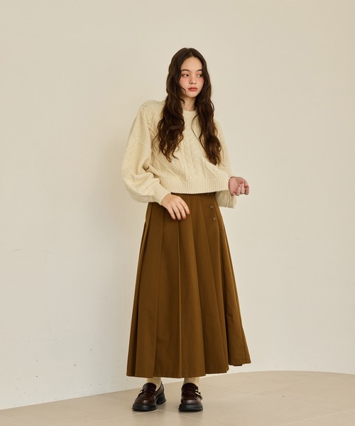 OLUN（オルン）の「short cable knit/ショートケーブルニット（ニット/セーター・レディース・アイボリー/グリーン/ベージュ/グレー・FREE）」の17枚目の写真