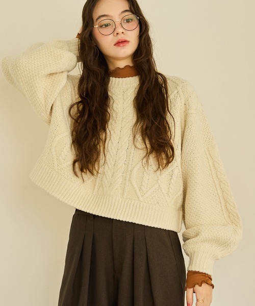 short cable knit/ショートケーブルニット（ニット/セーター）｜OLUN
