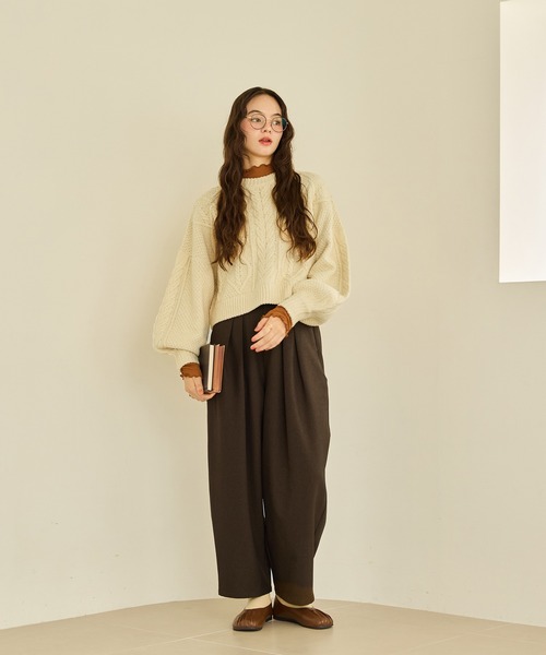 short cable knit/ショートケーブルニット（ニット/セーター）｜OLUN