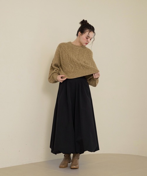 OLUN（オルン）の「short cable knit/ショートケーブルニット（ニット/セーター・レディース・アイボリー/グリーン/ベージュ/グレー・FREE）」の13枚目の写真