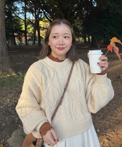 short cable knit/ショートケーブルニット（ニット/セーター）｜OLUN