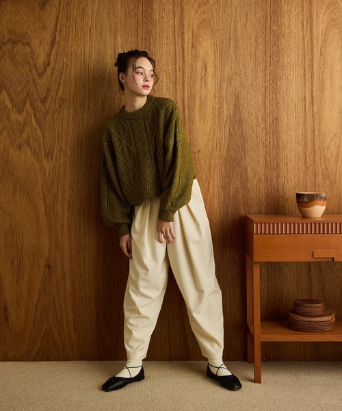 olun short cable knit/ショートケーブルニット ベージュ short cable knit/ショートケーブルニット（ニット/セーター）｜OLUN