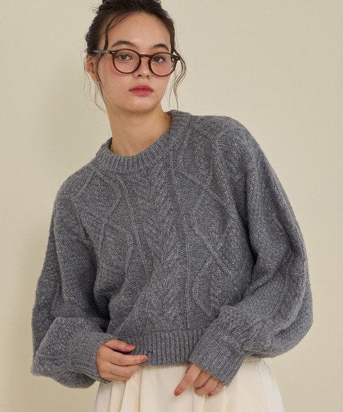 OLUN オルン　ショートケーブルニット short cable knit/ショートケーブルニット（ニット/セーター）｜OLUN