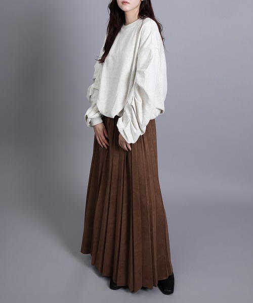 aimoha(アイモハ)の「カットスエードプリーツスカート(スカート・レディース・ブラウン/グレー/アイボリー/ブラック・FREE)」の9枚目の写真