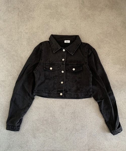 lilful（リルフル）の「クロップド丈 袖ギャザー デニムジャケット（ブルゾン・レディース・ブラック・M/L）」の9枚目の写真
