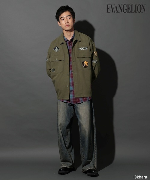 niko and...（ニコアンド）の「【EVANGELION(エヴァンゲリオン)】コラボミリタリーシャツジャケット（ミリタリージャケット・メンズ・ブラック/カーキ・MEDIUM/LARGE）」の8枚目の写真