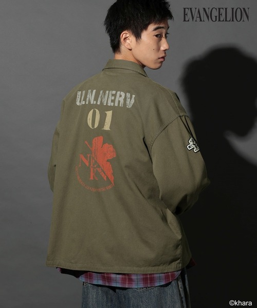niko and...（ニコアンド）の「【EVANGELION(エヴァンゲリオン)】コラボミリタリーシャツジャケット（ミリタリージャケット・メンズ・ブラック/カーキ・MEDIUM/LARGE）」の12枚目の写真