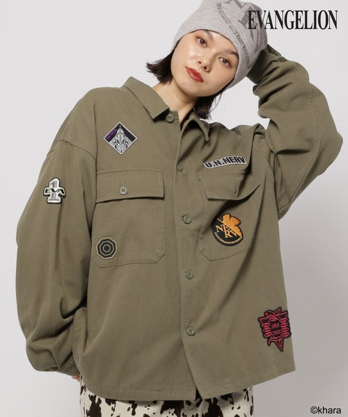 niko and...（ニコアンド）の「【EVANGELION(エヴァンゲリオン)】コラボミリタリーシャツジャケット（ミリタリージャケット・メンズ・ブラック/カーキ・MEDIUM/LARGE）」の16枚目の写真