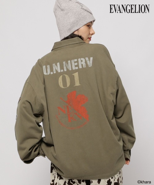 セール】【EVANGELION(エヴァンゲリオン)】コラボミリタリーシャツ