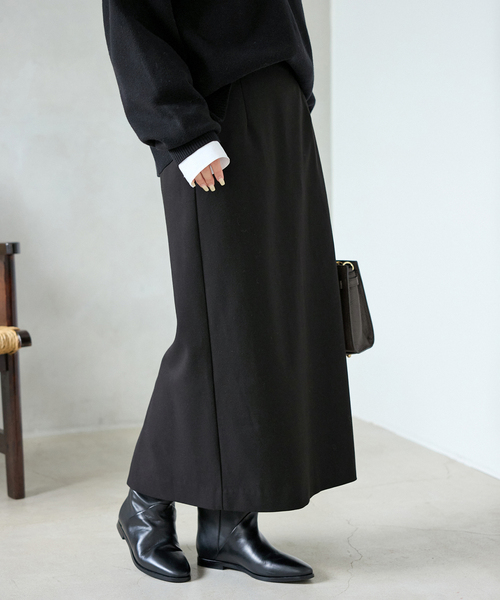 SLOBE IENA(スローブイエナ)の「《吸湿発熱/3サイズ展開》ウールミックスイージースカート(スカート・レディース・チャコールグレー/ブラック/ベージュ・40/38/36)」の8枚目の写真