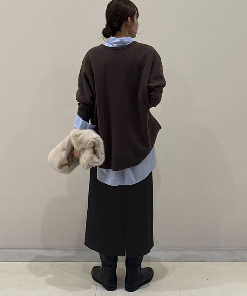 SLOBE IENA(スローブイエナ)の「《吸湿発熱/3サイズ展開》ウールミックスイージースカート(スカート・レディース・チャコールグレー/ブラック/ベージュ・40/38/36)」の11枚目の写真